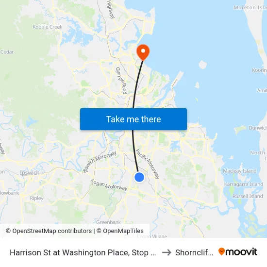 Harrison St at Washington Place, Stop 90 to Shorncliffe map