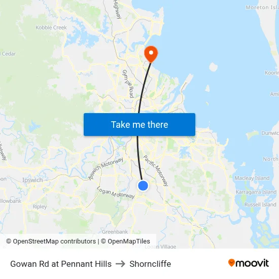 Gowan Rd at Pennant Hills to Shorncliffe map