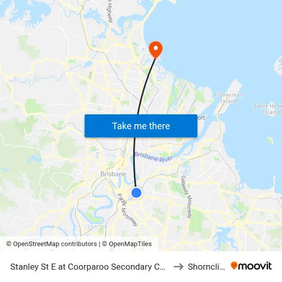 Stanley St E at Coorparoo Secondary College to Shorncliffe map