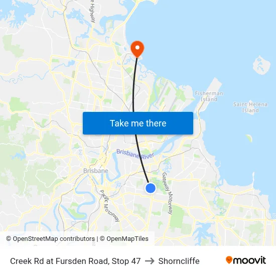 Creek Rd at Fursden Road, Stop 47 to Shorncliffe map