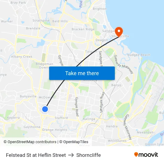 Felstead St at Heflin Street to Shorncliffe map