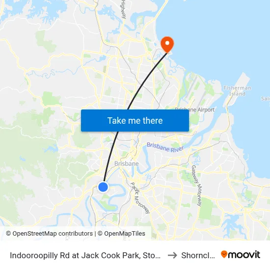 Indooroopilly Rd at Jack Cook Park, Stop 18/19 to Shorncliffe map