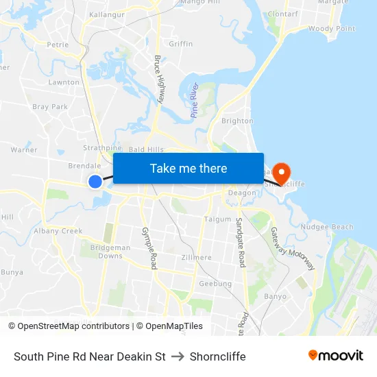 South Pine Rd Near Deakin St to Shorncliffe map