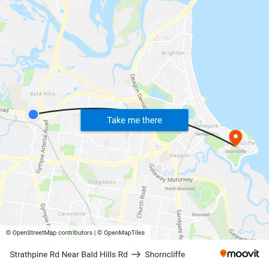 Strathpine Rd Near Bald Hills Rd to Shorncliffe map