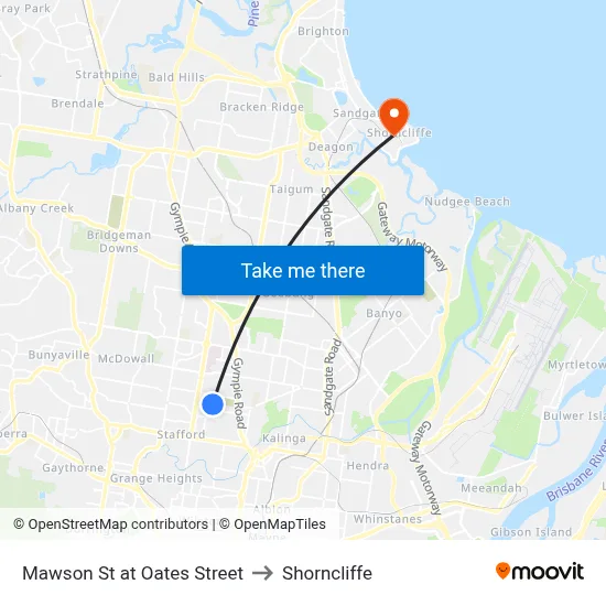 Mawson St at Oates Street to Shorncliffe map