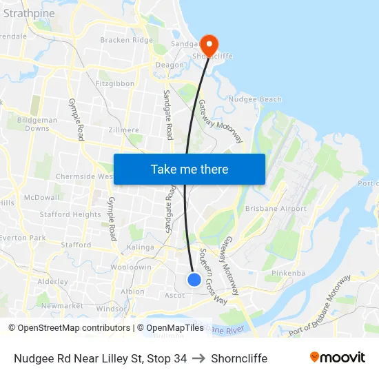 Nudgee Rd Near Lilley St, Stop 34 to Shorncliffe map