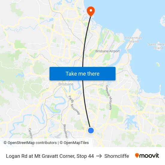 Logan Rd at Mt Gravatt Corner, Stop 44 to Shorncliffe map