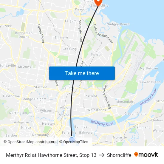 Merthyr Rd at Hawthorne Street, Stop 13 to Shorncliffe map