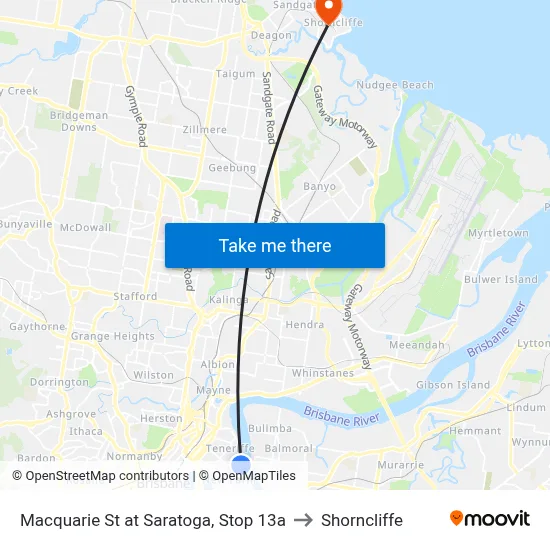 Macquarie St at Saratoga, Stop 13a to Shorncliffe map