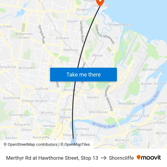 Merthyr Rd at Hawthorne Street, Stop 13 to Shorncliffe map