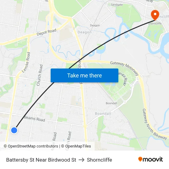 Battersby St Near Birdwood St to Shorncliffe map