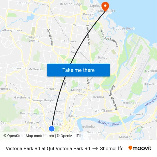Victoria Park Rd at Qut Victoria Park Rd to Shorncliffe map