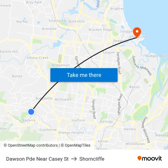 Dawson Pde Near Casey St to Shorncliffe map