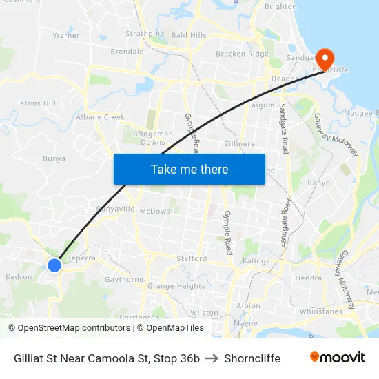 Gilliat St Near Camoola St, Stop 36b to Shorncliffe map