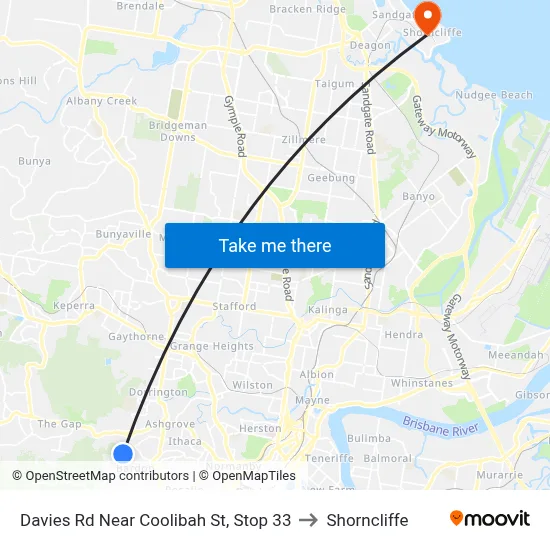 Davies Rd Near Coolibah St, Stop 33 to Shorncliffe map