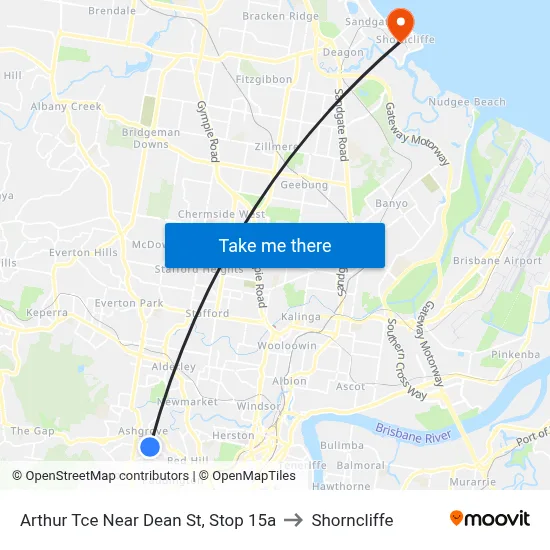 Arthur Tce Near Dean St, Stop 15a to Shorncliffe map
