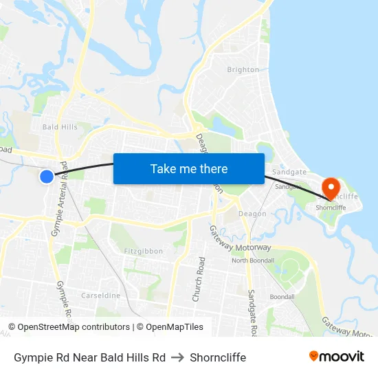 Gympie Rd Near Bald Hills Rd to Shorncliffe map