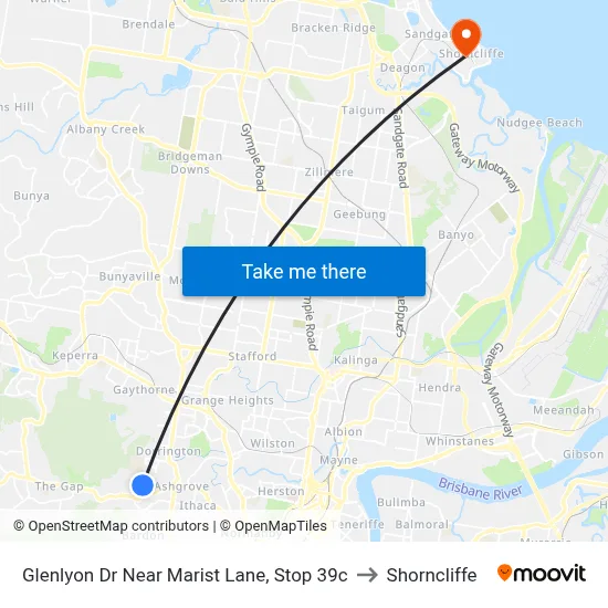 Glenlyon Dr Near Marist Lane, Stop 39c to Shorncliffe map