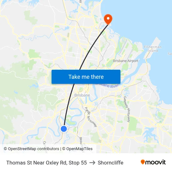 Thomas St Near Oxley Rd, Stop 55 to Shorncliffe map