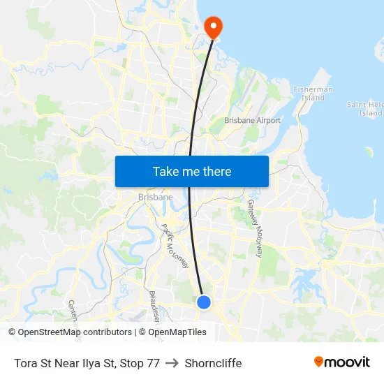 Tora St Near Ilya St, Stop 77 to Shorncliffe map