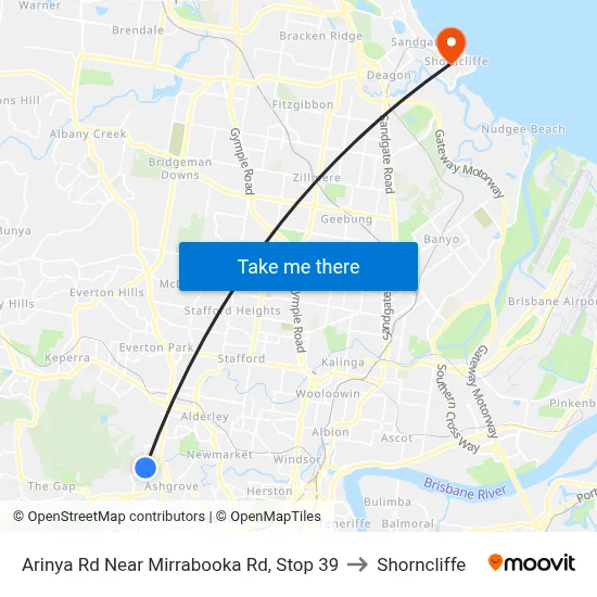 Arinya Rd Near Mirrabooka Rd, Stop 39 to Shorncliffe map