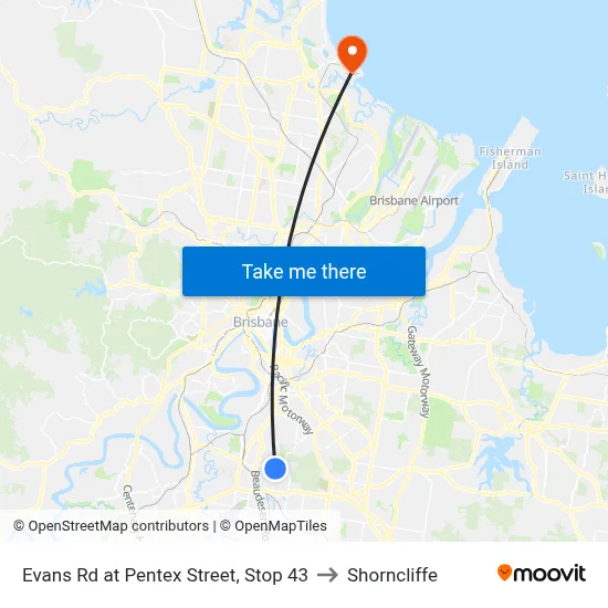 Evans Rd at Pentex Street, Stop 43 to Shorncliffe map