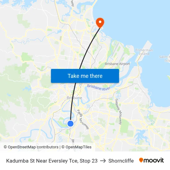 Kadumba St Near Eversley Tce, Stop 23 to Shorncliffe map