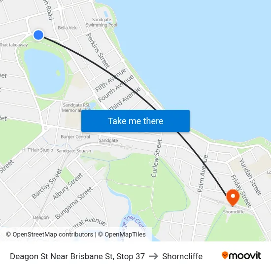 Deagon St Near Brisbane St, Stop 37 to Shorncliffe map