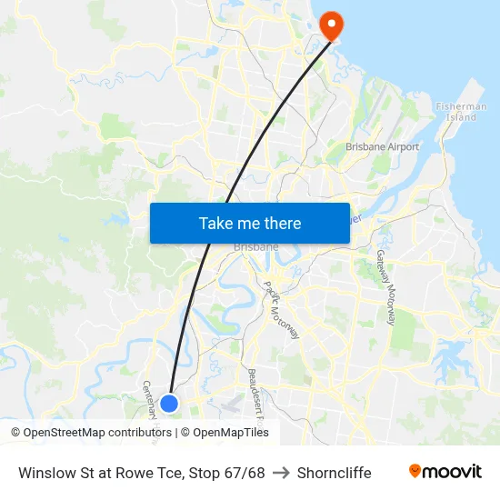 Winslow St at Rowe Tce, Stop 67/68 to Shorncliffe map