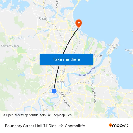 Boundary Street Hail 'N' Ride to Shorncliffe map