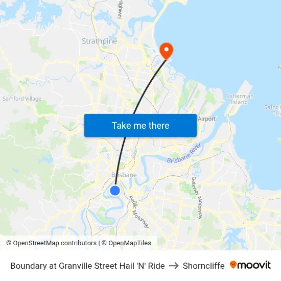 Boundary at Granville Street Hail 'N' Ride to Shorncliffe map
