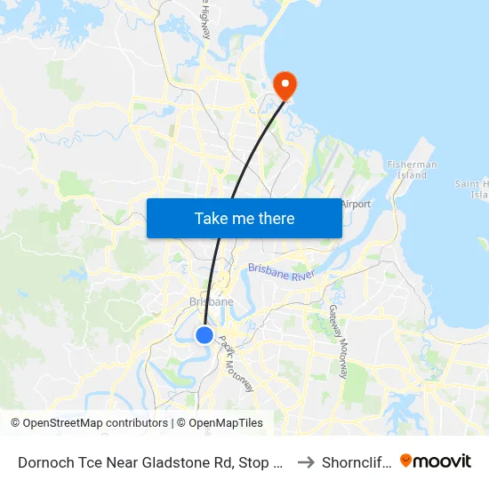 Dornoch Tce Near Gladstone Rd, Stop 21a to Shorncliffe map