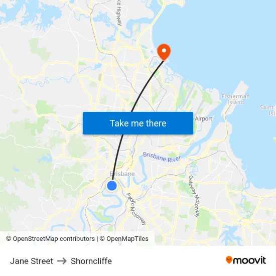 Jane Street to Shorncliffe map