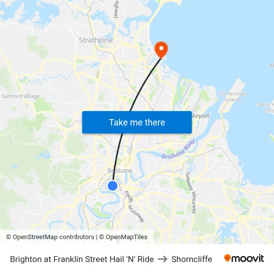 Brighton at Franklin Street Hail 'N' Ride to Shorncliffe map