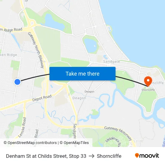 Denham St at Childs Street, Stop 33 to Shorncliffe map