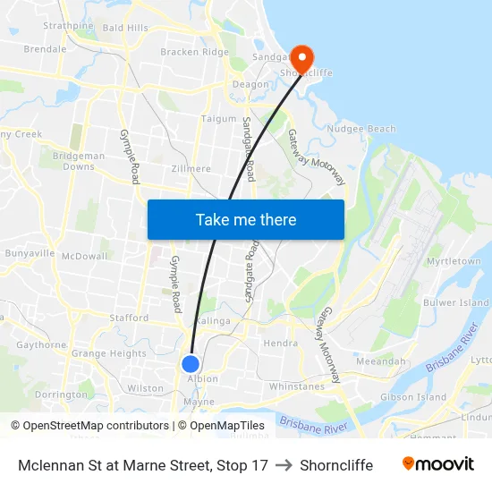 Mclennan St at Marne Street, Stop 17 to Shorncliffe map
