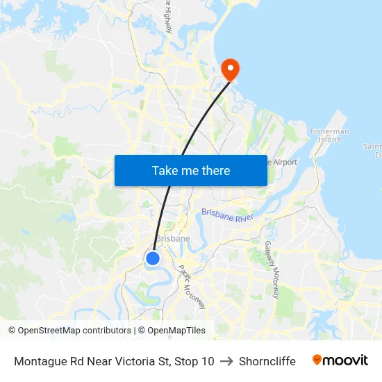 Montague Rd Near Victoria St, Stop 10 to Shorncliffe map