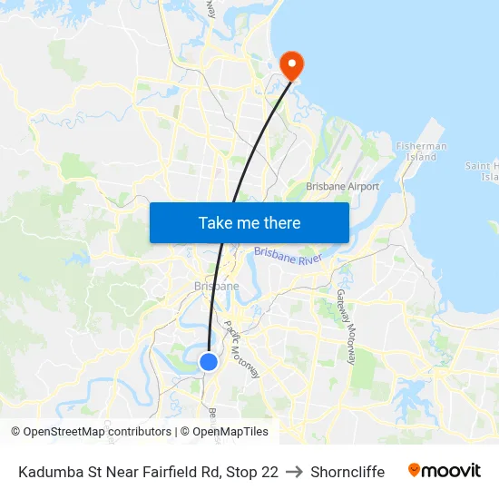 Kadumba St Near Fairfield Rd, Stop 22 to Shorncliffe map