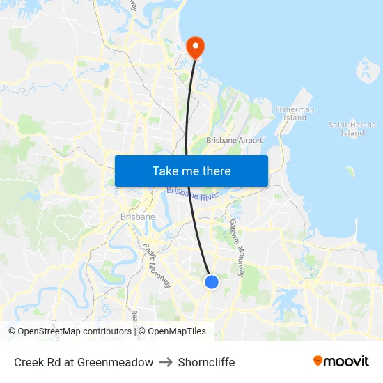 Creek Rd at Greenmeadow to Shorncliffe map
