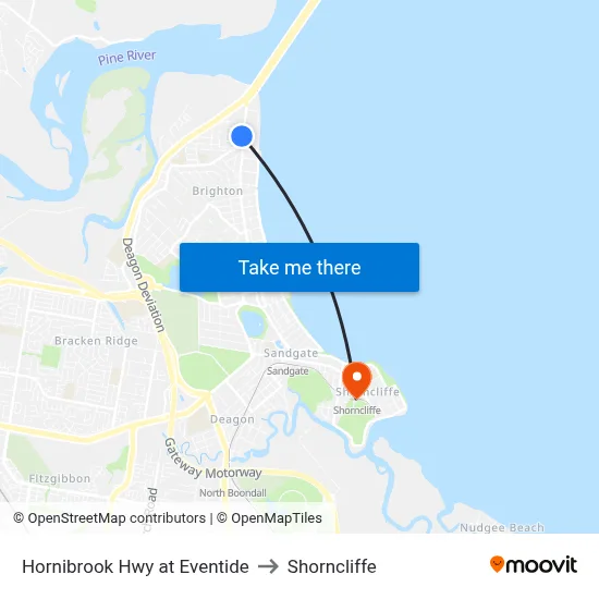 Hornibrook Hwy at Eventide to Shorncliffe map