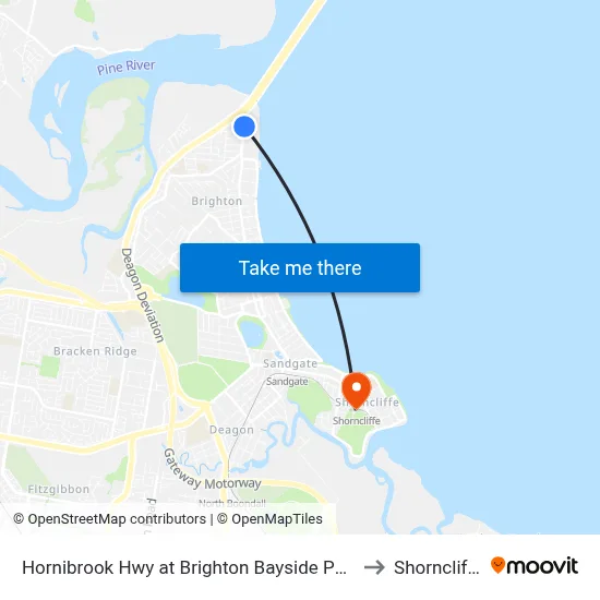 Hornibrook Hwy at Brighton Bayside Park to Shorncliffe map