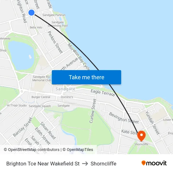 Brighton Tce Near Wakefield St to Shorncliffe map