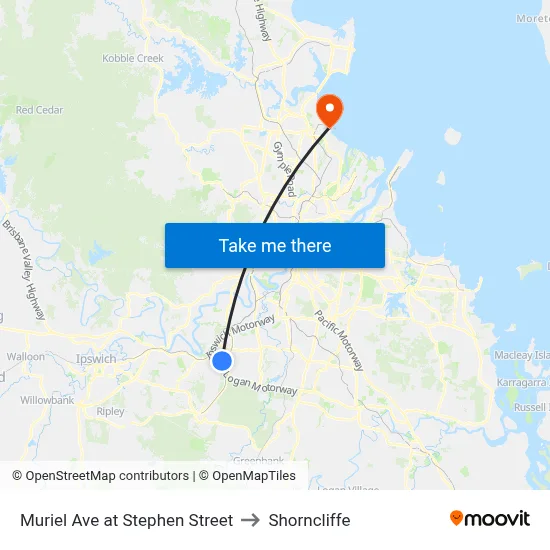 Muriel Ave at Stephen Street to Shorncliffe map