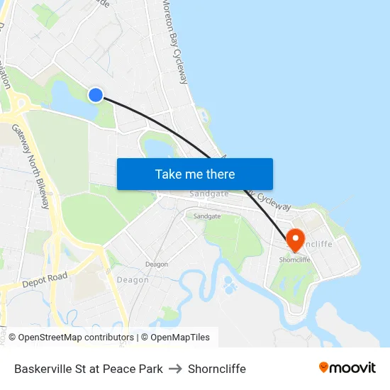Baskerville St at Peace Park to Shorncliffe map
