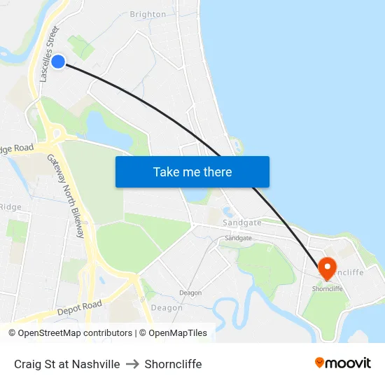 Craig St at Nashville to Shorncliffe map