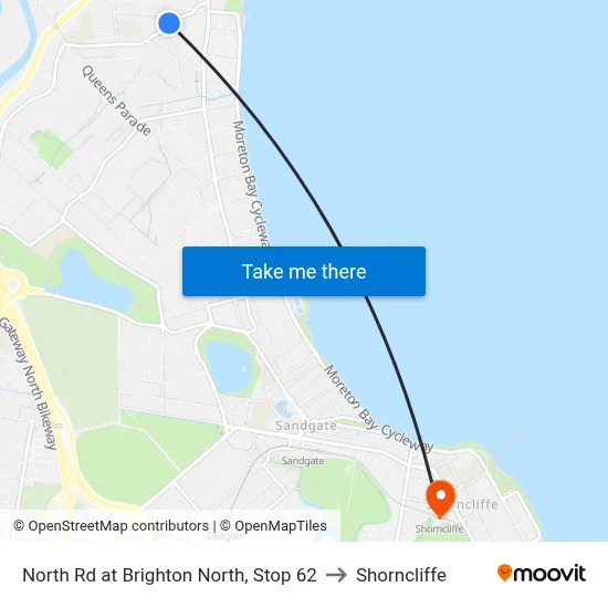 North Rd at Brighton North, Stop 62 to Shorncliffe map