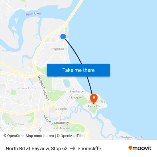 North Rd at Bayview, Stop 63 to Shorncliffe map