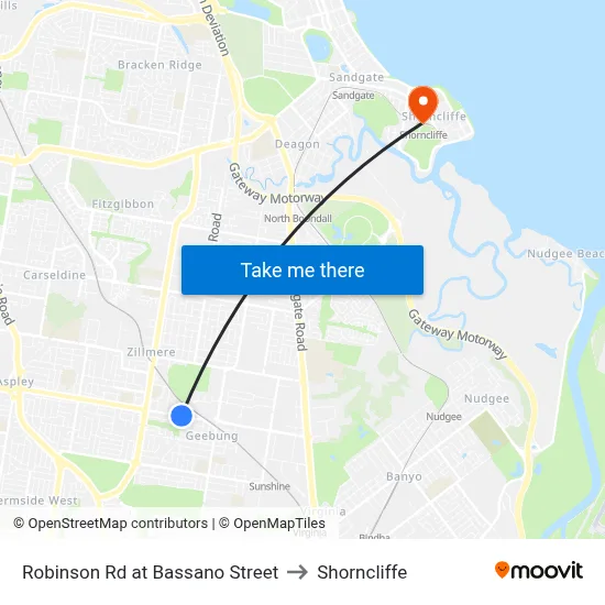 Robinson Rd at Bassano Street to Shorncliffe map
