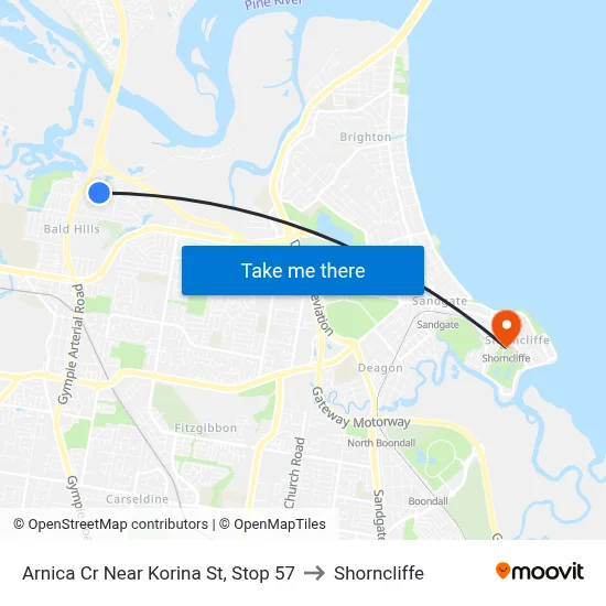 Arnica Cr Near Korina St, Stop 57 to Shorncliffe map