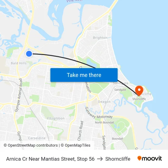 Arnica Cr Near Mantias Street, Stop 56 to Shorncliffe map